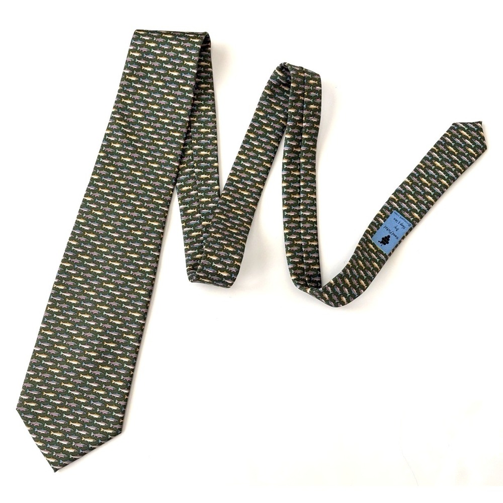 NEW Vineyard Vines Trout Fish Martha's Vineyard Handpicked Silk Tie Shep & Ian - Picture 2 of 7